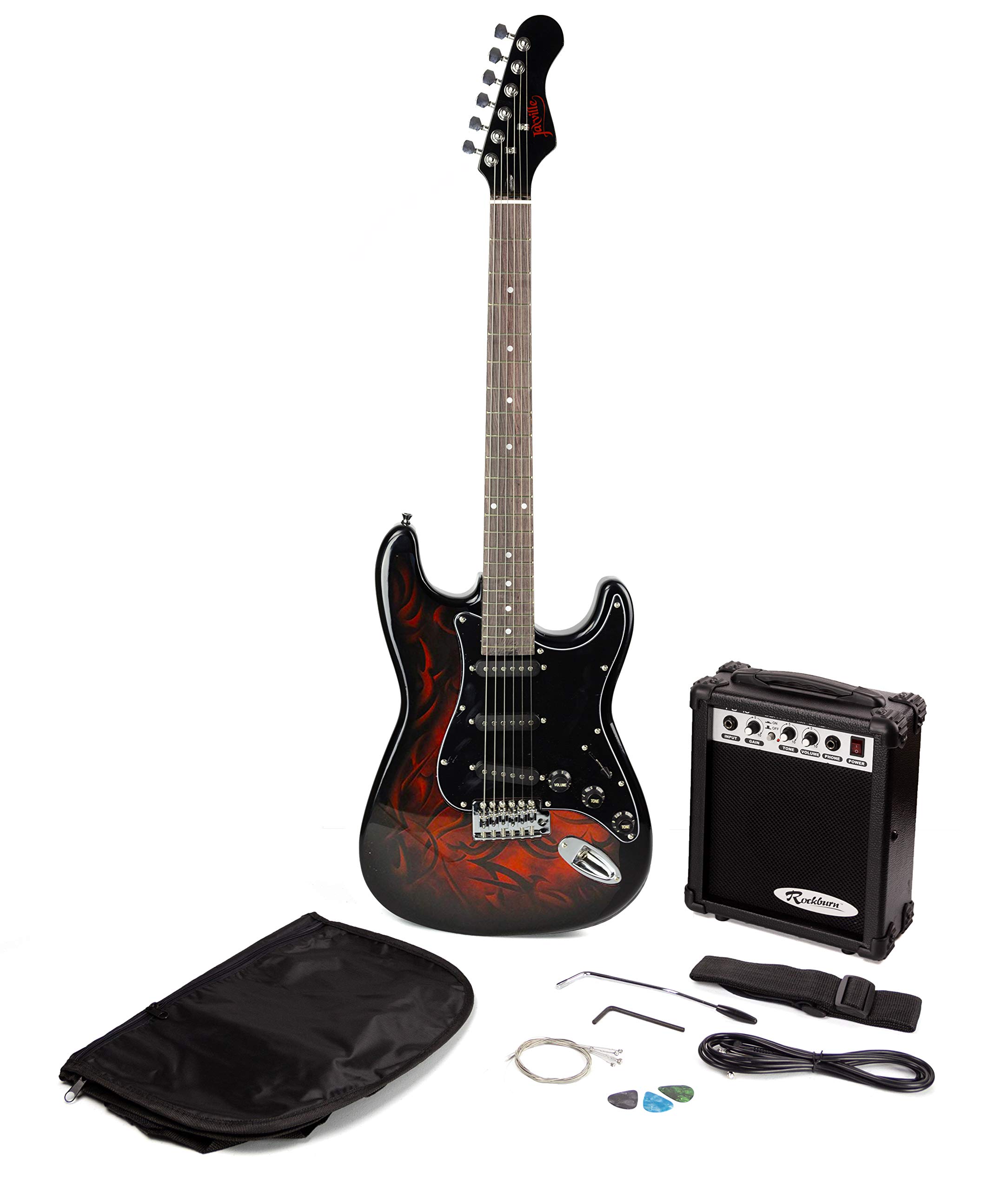 Jaxville ST1-DM-PK Demon St Style Electric Guitar Pack with Amplifier, Bag, Strings, Strap, Lead and Plectrums