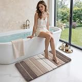 DEXI Bath Mat 60 x 90 cm Beige Microfiber Non-Slip Absorbent Rug view 8