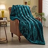 NEWCOSPLAY Super Soft Faux Fur Throw Blanket for Couch Dark Teal Fuzzy Plush Warm Blanket for Sofa Bed (Dark Teal, Throw(50"x60"))