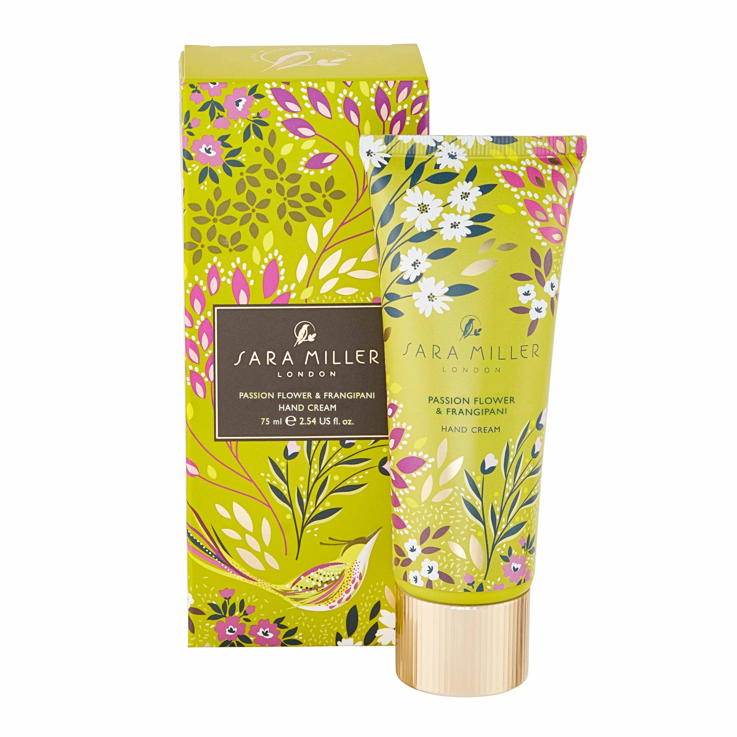 Sara Miller London Hand Cream 75ml, Fragranced With Exotic Passion Flower and Frangipani, Hand Moisturiser, Travel Size, Vegan and Cruelty Friendly, Beauty Gift For Her