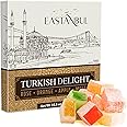 Eastanbul Turkish Delight, 10.5oz, Turkish Delights Candy Assorted, Rose, Orange, Apple, Mastic Flavor, International Candy, Lokum, Plain, Gluten Free, No Synthetic Ingredient, Vegan