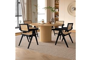 SIMTONAL Round Wood Dining Table Pedestal Kitchen Table Circular 47" Tabletop for 4-6 People