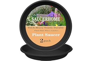 SAUCERHOME 2 Packs Plant Saucer Pot Tray 6 8 10 12 14 16 19 20 Inch Plastic Flower Planter Saucers and Drip Trays for Indoors Outdoors, Heavy Durable Plant Plate Water Catcher (16 Inch Black)