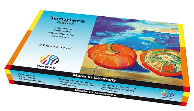 Nerchau 1048890 Temperafarbe / Schulmalfarbe (19 ml) 6 Farben