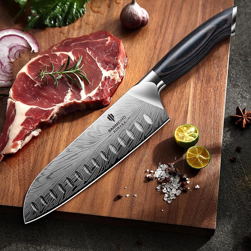 Santokumesser Japanisch 18cm Pulverstahl, Kochmesser Küchenmesser — Foto 8 von 8