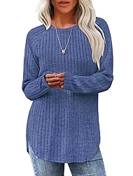 Saloogoe Long Sleeve Shirts Casual Lounge Tunic