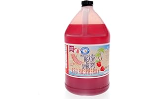 Hypothermias Red Raspberry Ready to Use Gallon (128 Fl. Oz) Hawaiian Snow Cone Flavors Syrup - Shaved Ice, 100% Pure Cane Sugar