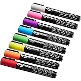 Amazon Basics Bullet/Chisel Reversible Tip Chalk Markers, Bright Colors, Bold Point