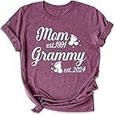 Personalized Mom and Grandma and Grammy Established Year Shirt, Baby Announcement Outfits, Customized Grandma Grammy Shirts, Baby Shower Tees White