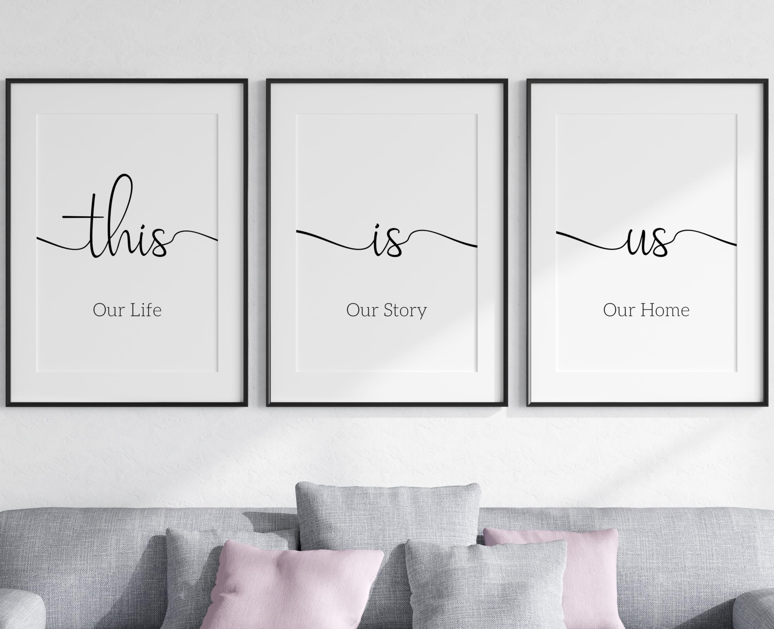 This Is Us set of 3 Unframed Prints, Our Life Our Story Our Home Wall Art Decor, Family Art Poster, Couple New Home Decor Living Room Bedroom Kitchen (A3) — image 1