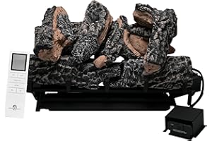 Americangaslogs 18-24 Inch Ventless Fireplaces Logs Set with Remote Control, Gas logs Fireplaces Burner (Black Oak-LP, 22 inc