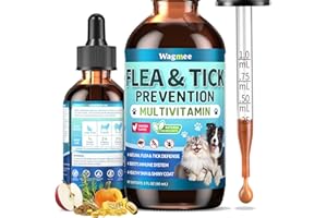 WAGMEE Oral Flea & Tick Support for Dogs and Cats, Natural Flea and Tick Prevention with Multivitamins - Flea Herbal Supplement Drops for Healthy Skin & Shiny Coat Support - All Breeds and Ages - Chicken
