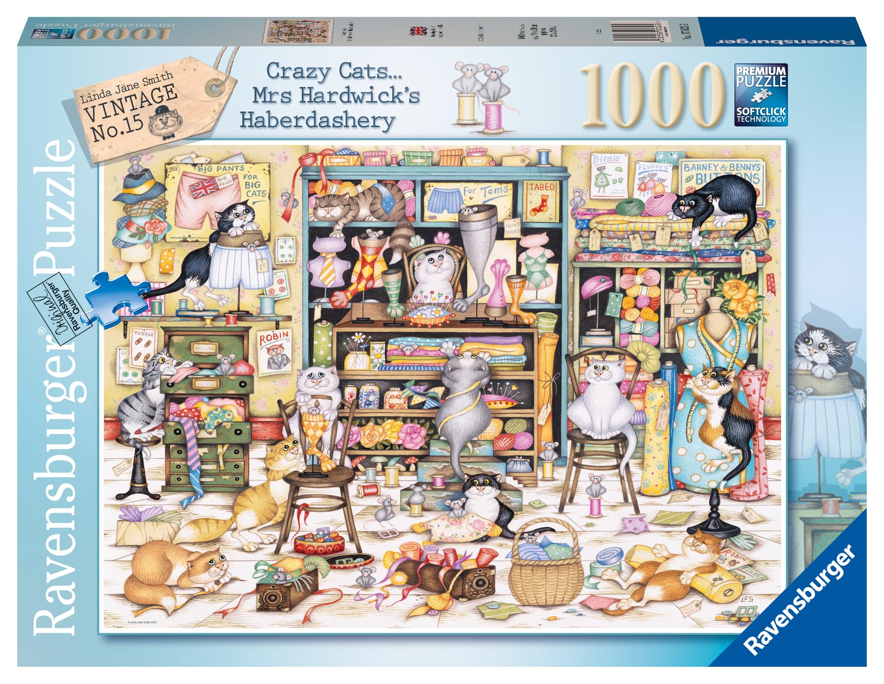 Ravensburger Crazy Cats Mrs Hardwick's Haberdashery 1000 Piece Jigsaw Puzzles for Adults and Kids Age 12 Years Up — image 1