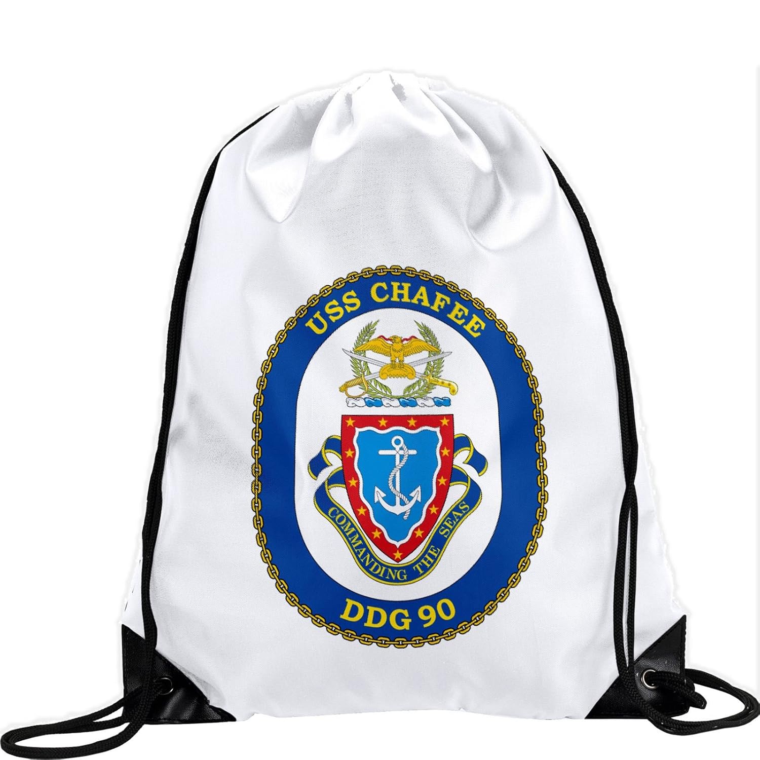 Large Drawstring Bag With Us海軍uss Chafee Ddg 90 Destroyerエンブレム Crest Ndash Long Lasting