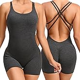 FEOYA Women's Stretchy Suspender Yoga Shapewear Bodysuit Tummy Control Butt Lift Compression Jumpsuit with Built-in Bra