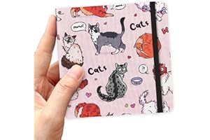 qianshan 4.8" x 4.8" Square Art Sketchbook, 96 Sheets 80 GSM Artistic Drawing Painting Writing Paper,Mixed Media Sketch Book for Dry Media,Hardcover Journal Pocket Sketchbook.Pink Cute Cat