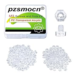 Pzsmocn 200 Pieces/100 Sets M3*3 mm PC Transparent