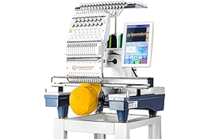 Smartstitch S-1501 Commercial Embroidery Machine with 15 Needles,14"x20" Embroidery Area,1200SPM Max Speed,12" Touch Screen, Wifi available, capable of embroidering on 3D Caps, Flat, T-shirt and more