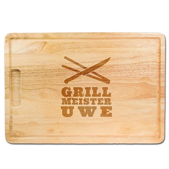 Schneidebrett aus Holz mit persönlicher Gravur für echte Grillmeister, als Küchenbrett, Holzbrett, Schneidbrett, Brotzeitbret