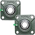2 Pack UCF205-16 Pillow Block Bearing - Square Flange Mounted Pillow Block Bearings - Bearing Steel Bearings with 1" Bore - Self Alignment, Solid Cast Iron Base