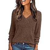 AUTOMET Womens V Neck Long Sleeve Shirt Fall Fashion Tops Tunic Dressy Casual Sweater Clothes Cute Trendy Work Outfits 2026