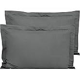 FLXXIE Microfiber King Pillow Shams Set of 2, Fade, Wrinkle and Shrinkage Resistant Soft Pillow Covers with Envelope Closure Euro Sham Covers (Dark Grey, 20x36 Inches)