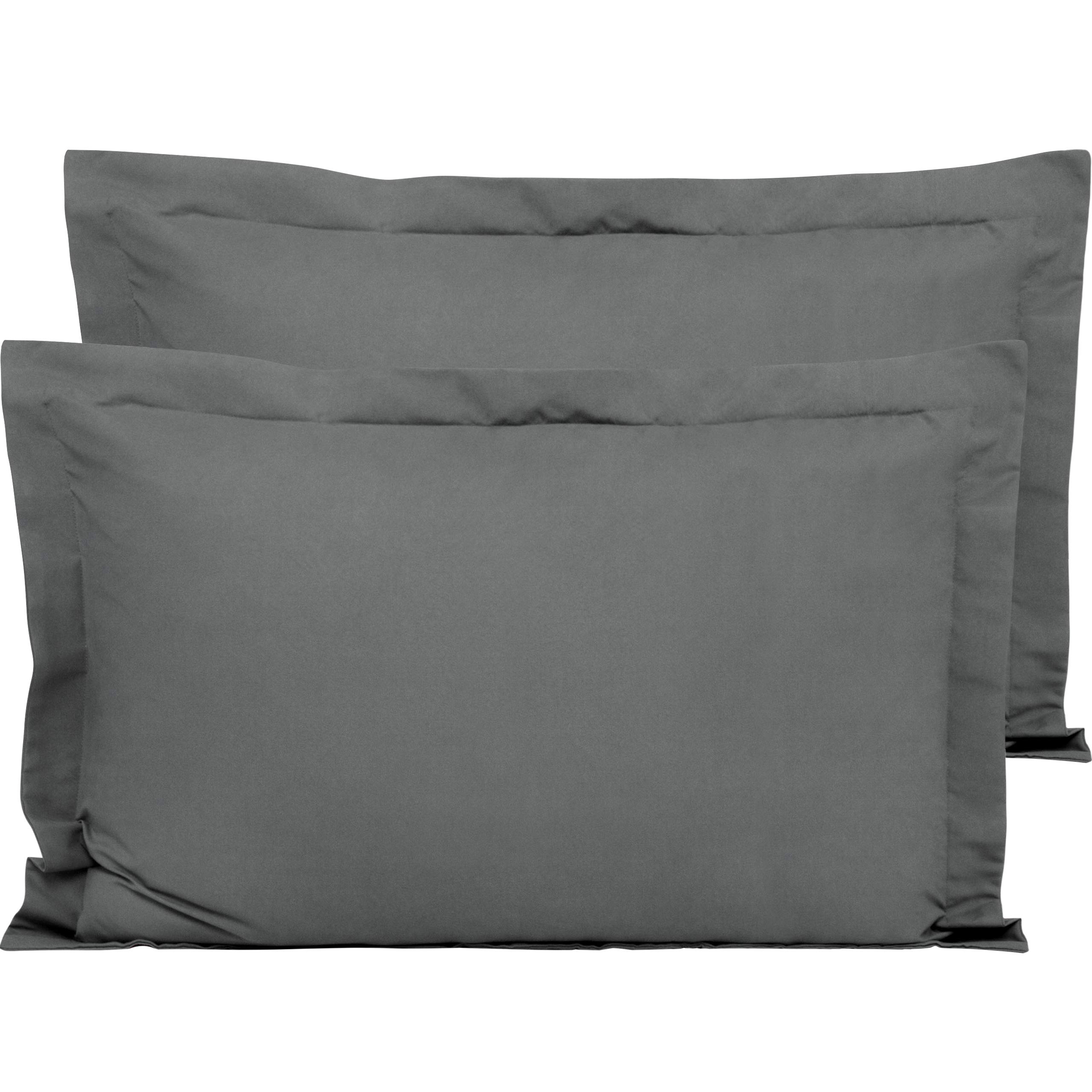 FLXXIE 2 Pack 100% Brushed Microfiber 1800 Oxford Pillowcases, Stain Fade and Wrinkle Resistant, Soft and Cozy King Oxford Pillow Cases | Hotel Quality Pillow Shams, Dark Grey, 50x90 cm