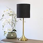 Simple Designs LT1076-GDB Gold Tapered Table Lamp with Black Fabric Drum Shade (Pack of 4)