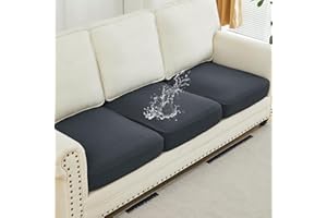 DISSA Waterproof Couch Cushion Covers, Washable Sofa Cushion Covers, Stretch Sofa Slipcovers, Thick Jacquard Fabric, Couch Covers for 3 Cushion Couch Sofa Pet Friendly(3PCs Sofa Cushion, Dark Gray)