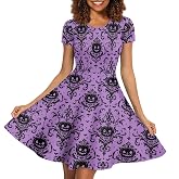 Binienty Women's Summer Casual Loose Crewneck Dress Ruffle Puffy Long Sleeve High Waist Midi Dress