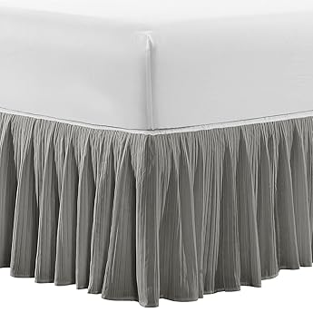 Serenta Melody Coverlet Matching Pleated Bed Skirt, 78 x 80 + 18, King, Gray