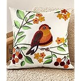 Kokaaee Embroidered Throw Pillow Cover - 18x18 Decorative Pillow Cover with Zipper Aesthetic Cute Design Boho Spring Summer Throw Pillowcase for Living Room Couch Sofa Bed, Tree Bird