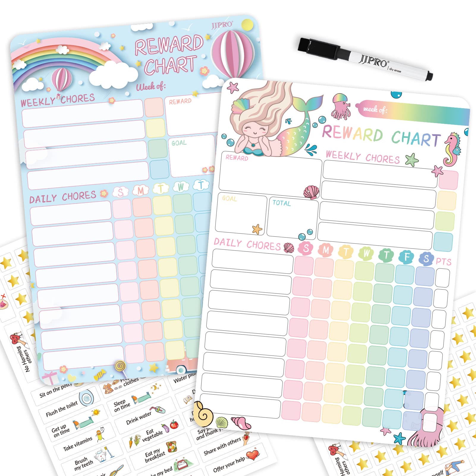 Mua Magnetic Dry Erase Chore Chart for Kids 2 Pack, Reward Chart for ...