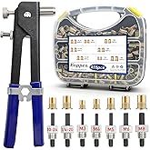 Eoppen 455Pcs Rivet Nut Tool Kit, Rivnut Tool Kit with 7 SAE and Metric Mandrels (10-24, 1/4-20, M3, M4, M5, M6, M8) and Rivet nut Assortment Kit with Rugged Carrying Case (Carbon Steel)