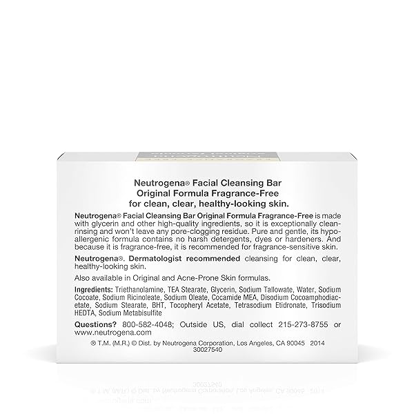 NEUTROGENA FACE CLEANSING BAR – FRAGRANCE FREE – 3.5 OZ