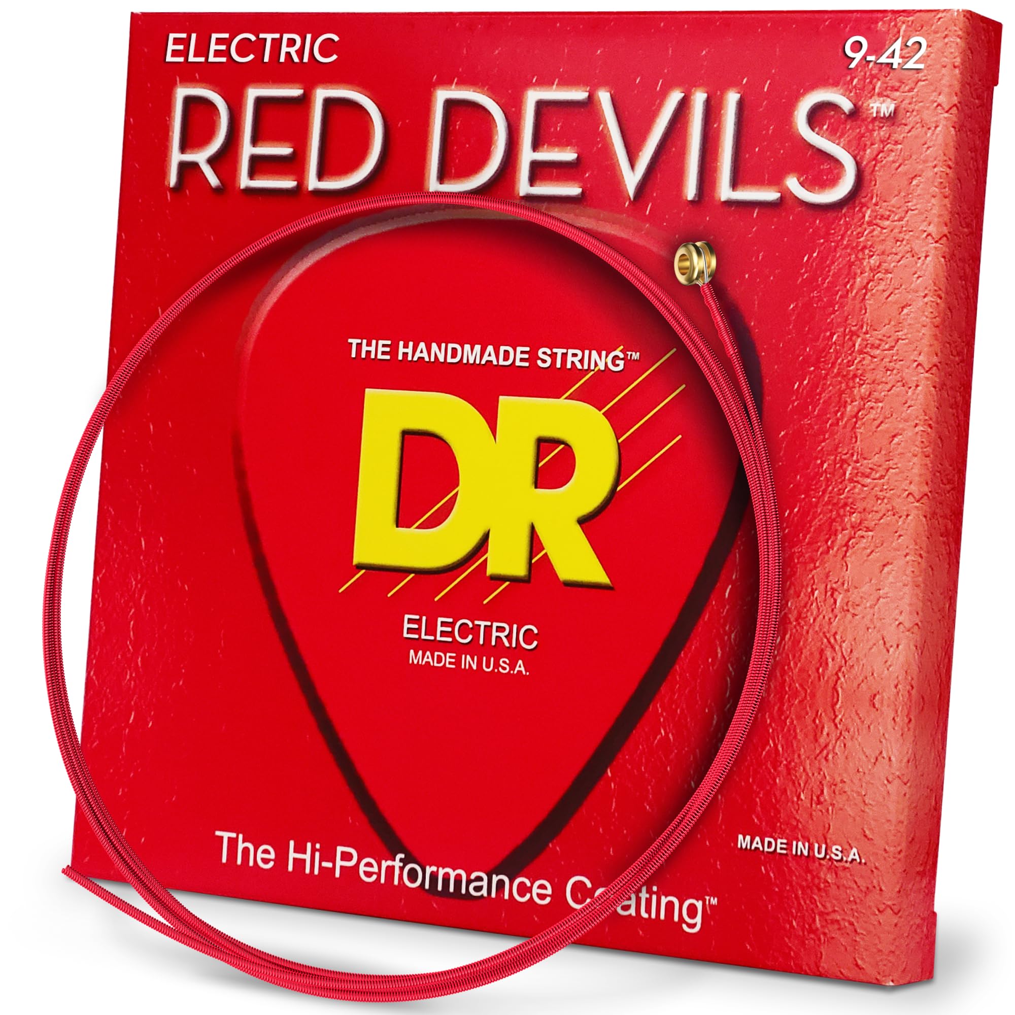 DR Strings RDE9 9-42 Lite Set Handmade Red Devils Coated Electric Strings