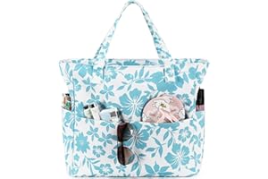 LEDAOU Large Beach Tote Bag Women Waterproof Sandproof Zipper Beach Tote Bag for Pool Gym Grocery Travel with Wet Pocket