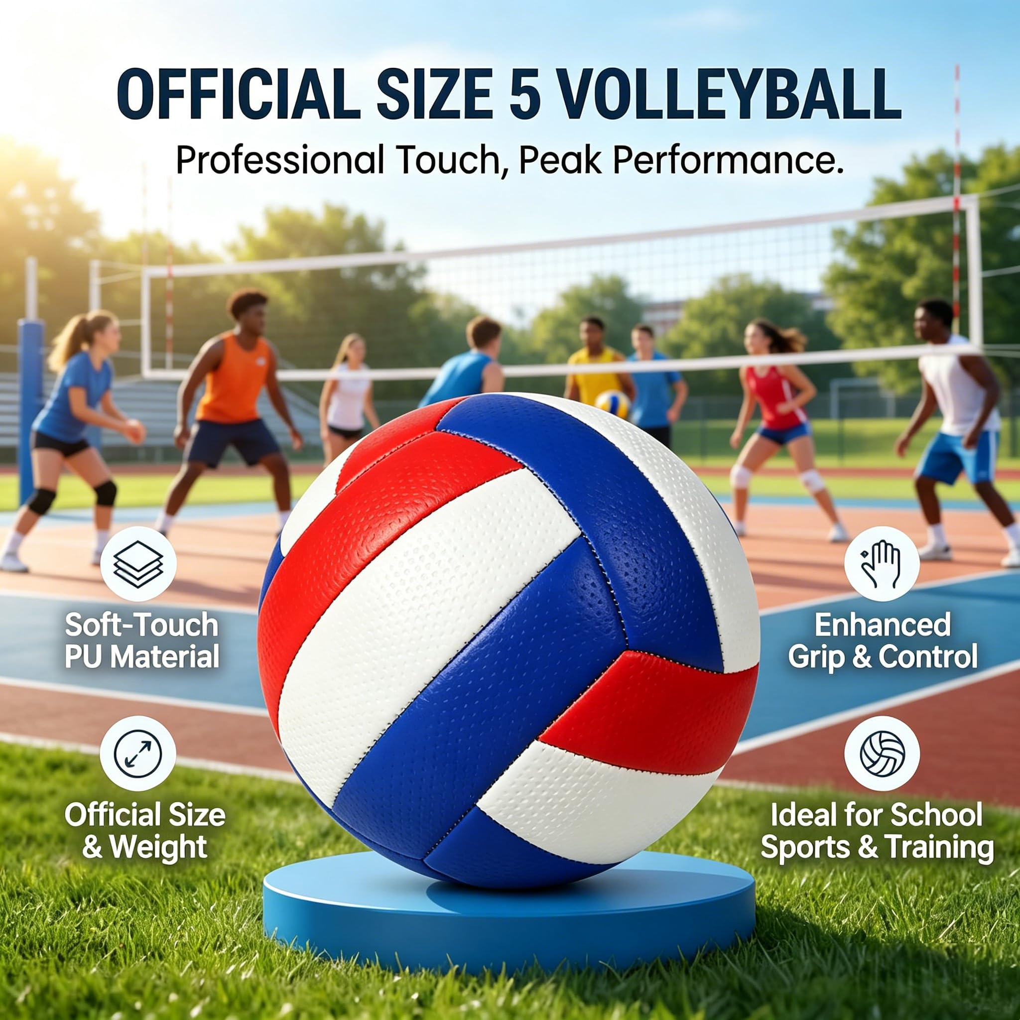 AUEJACKY Volleyball Beachvolleyball, Volleyball Geschenke, Weich, Wasserdicht Und Langlebig, Wird Mit Pumpe, Luftnadel Und Netzbeutel Geliefert. (H) 3