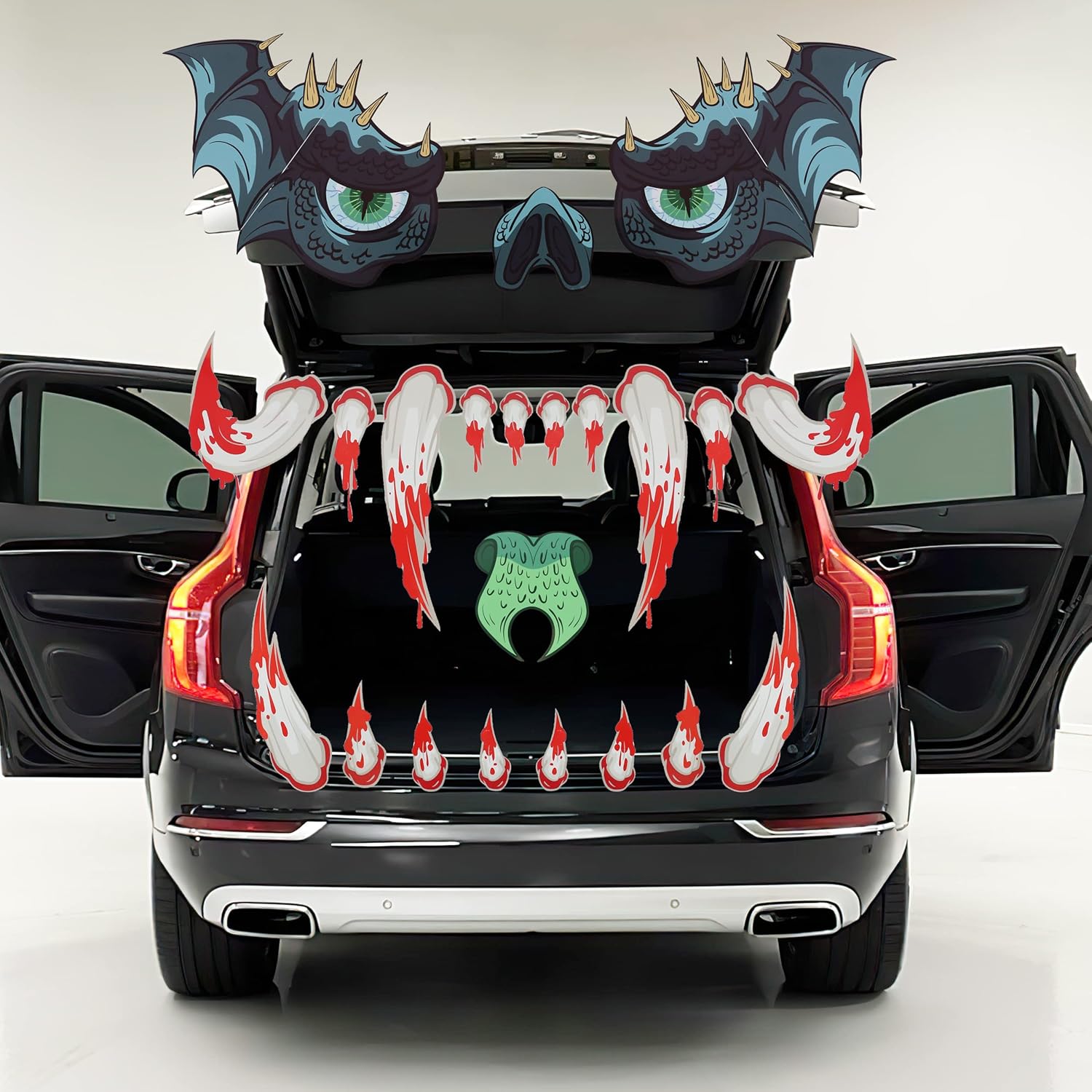 Garage Door Decorations - Humorous.P Trunk or Treat Car Decorations Kit Halloween Party Supplies Mad Monster Face Stickers for Car Garage Door Entryway Outdoor Decor