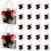 Kolldenn 20 Pcs Black History Month Gift Bags with Handles 8x8x3.15 Inch PVC Black History Month Party Treat Goodie Gifts Bags Bulk for Celebration African BHM MLK Day Party Supplies (Classic)