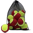ZHUOKECE Tennis Balls, 12 Pack 25% Low Compression Stage Tennis Ball for Beginners Youth Kids Training Practicing with Mesh Bag for Easy Transport (Red)