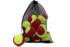 ZHUOKECE Tennis Balls, 12 Pack 25% Low Compression Stage Tennis Ball for Beginners Youth Kids Training Practicing with Mesh Bag for Easy Transport (Red)