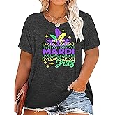 Women Plus Size Mardi Gras Shirt It's Mardi Gras Y'all Tops New Orleans Carnival Outfit Fat Tuesday Short Sleeve Tees