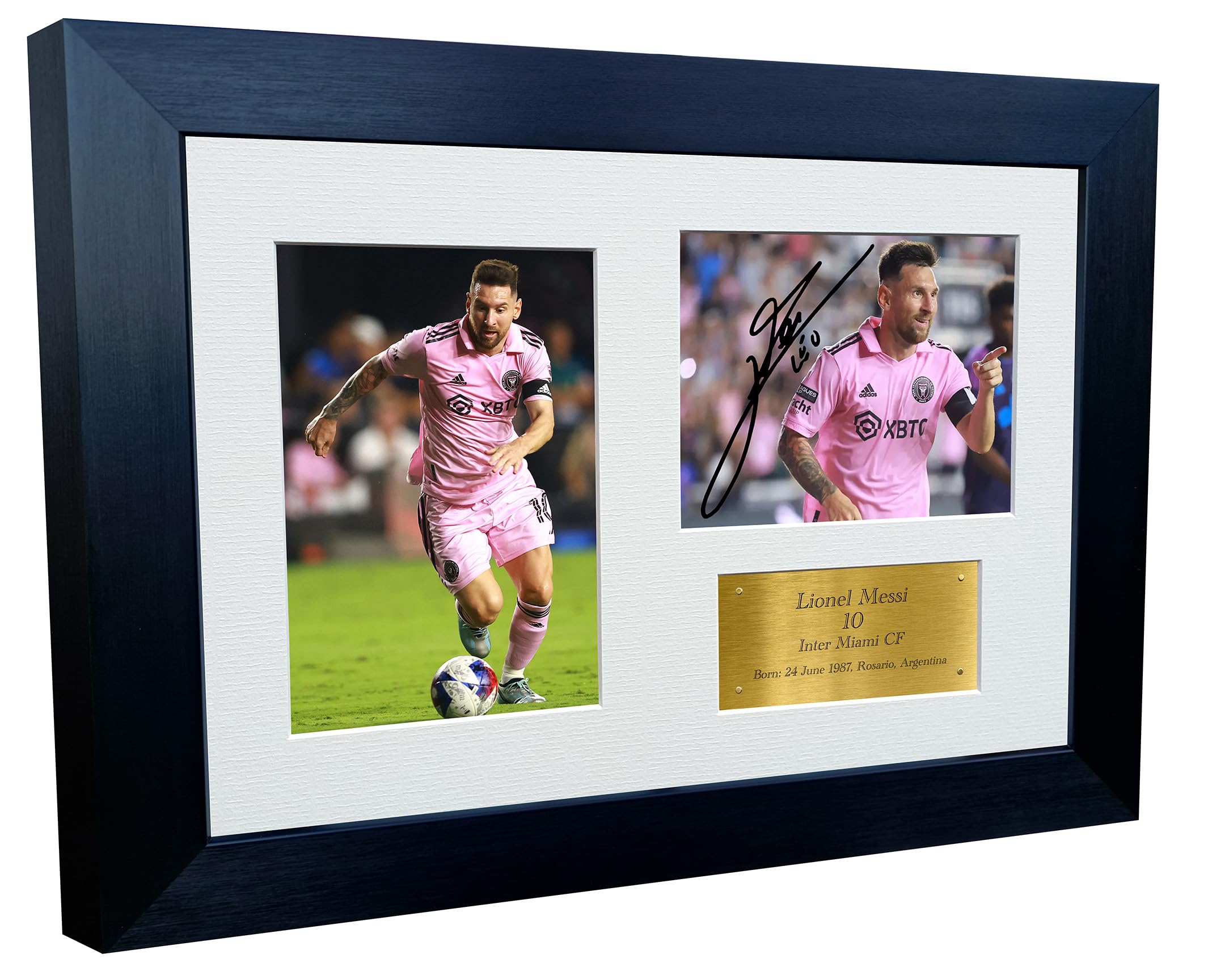 12x8 A4 Lionel Messi Inter Miami Autographed Signed Photo Photograph Picture Frame Football Soccer Poster Gift Gold