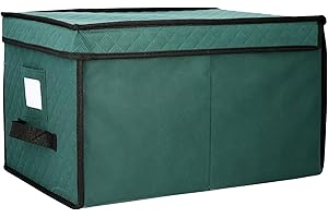 Ornament Storage Box - Flip Top Organizer Cube With 24 Individual Compartments and Dividers - For Christmas Bulbs and Decorations by Elf Stor (Green)