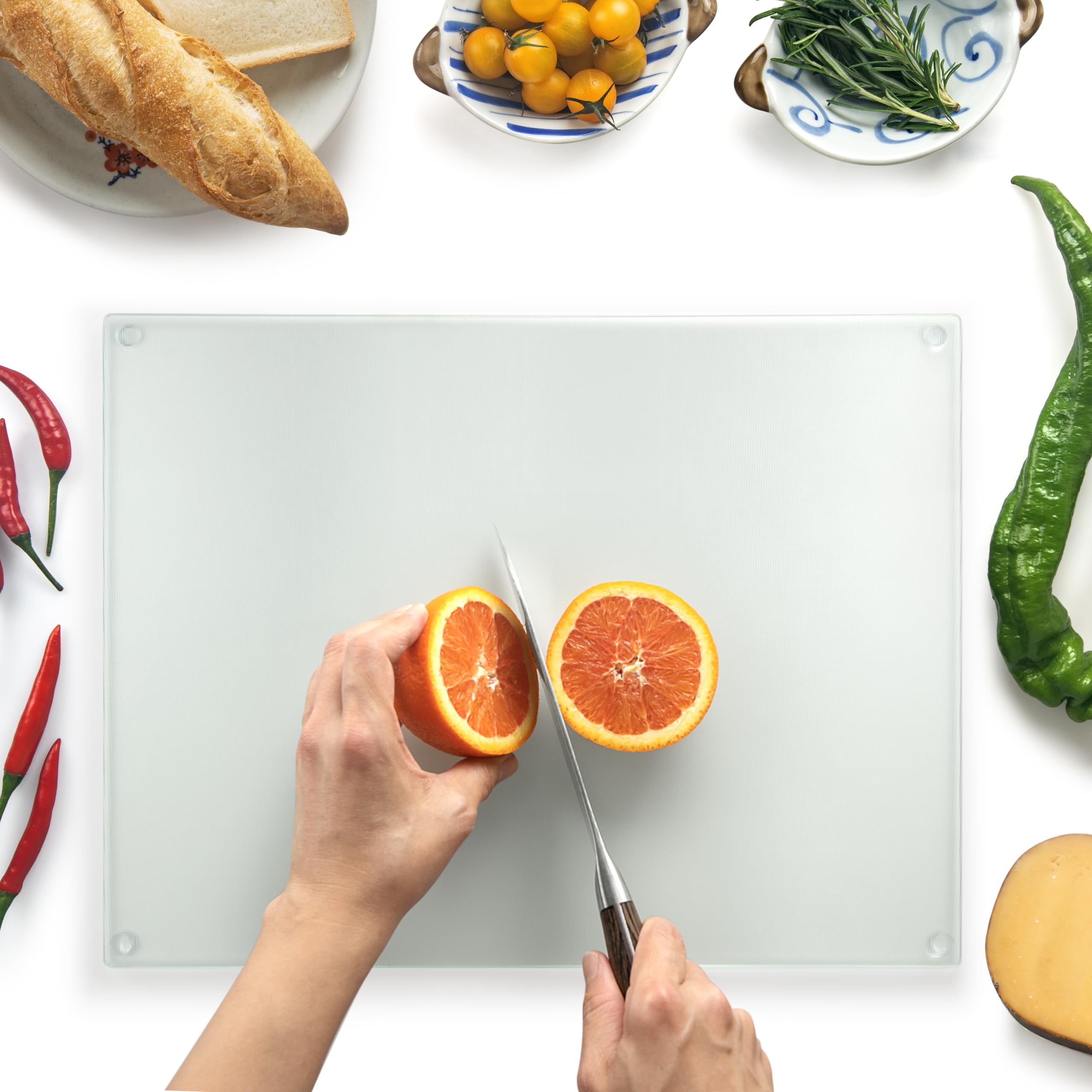 Kitchenville Glass Chopping Board 40x30cm : Tempered Glass Worktop Savers for Kitchens, Durable, Scratch-Resistant, Heat-Proof - Woven Textured