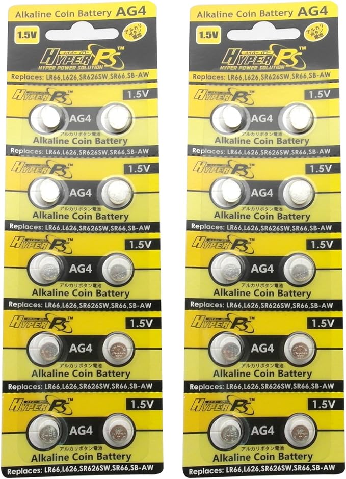 HyperPS (20 pcs) AG4 Alkaline 1.5V Button Cell Battery Single Use LR626