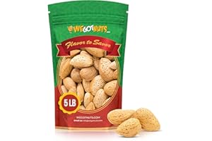 Jumbo California Almonds In Shell – 5 lbs (80oz) Premium Quality Kosher Raw Almonds By We Got Nuts - Natural & Healthy Rich Flavor Snack - Whole,& Unsalted –