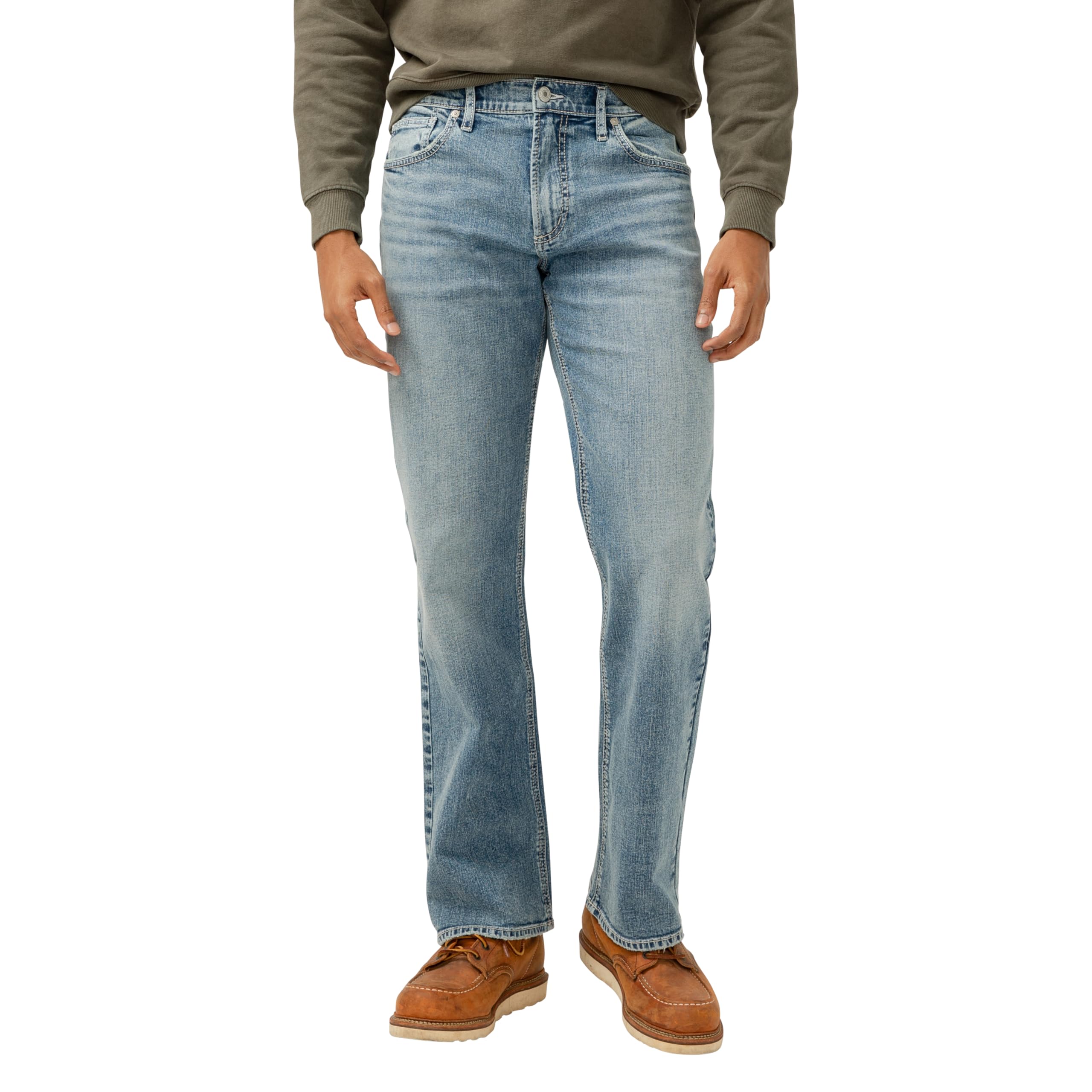 Silver Jeans Co. Zac Relaxed Fit Straight Leg Jeans | Laid Back & Stretchy Denim Bottoms Image