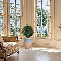 24" Artificial Cypress Topiary Tree with Ground